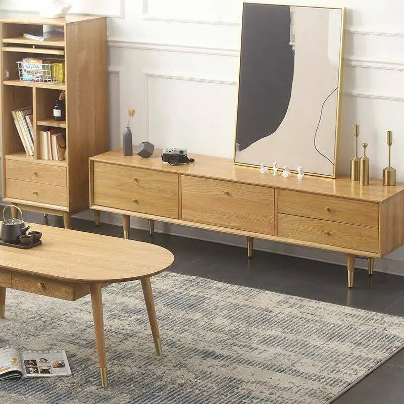 Premium North Europe Hard Wood TV Entertainment Unit Cabinet Stand With Drawers everythingbamboo