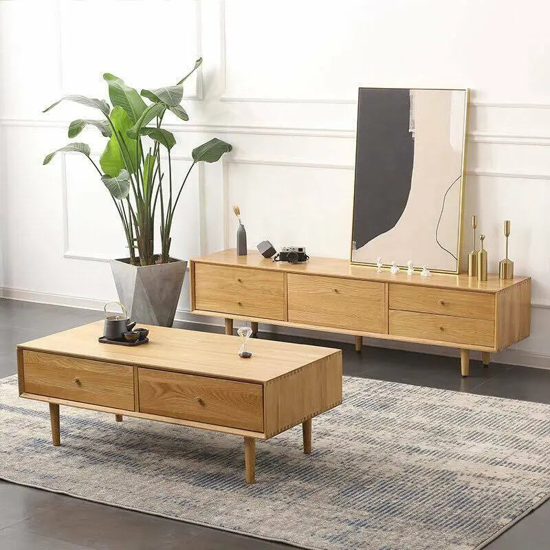 Premium North Europe Hard Wood TV Entertainment Unit Cabinet Stand With Drawers everythingbamboo