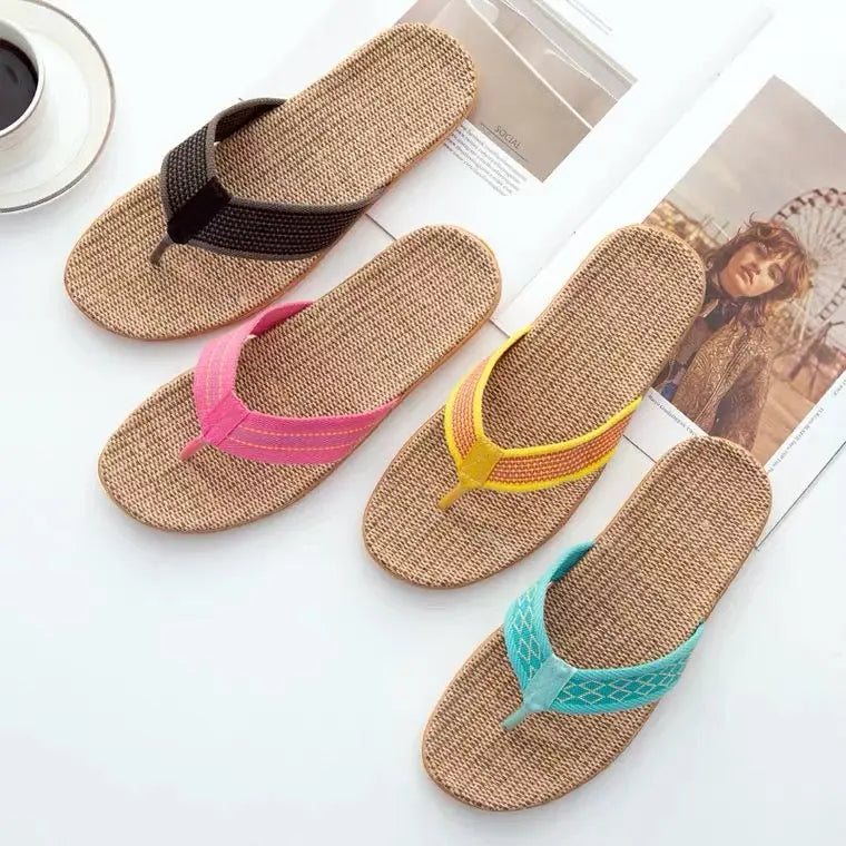 Slipper Women Men Casual Home Rattan Slipper Sandal Bamboo Linen Slippers Shoes Cooler Summer everythingbamboo