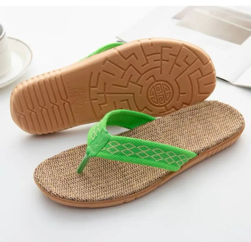 Slipper Women Men Casual Home Rattan Slipper Sandal Bamboo Linen Slippers Shoes Cooler Summer everythingbamboo