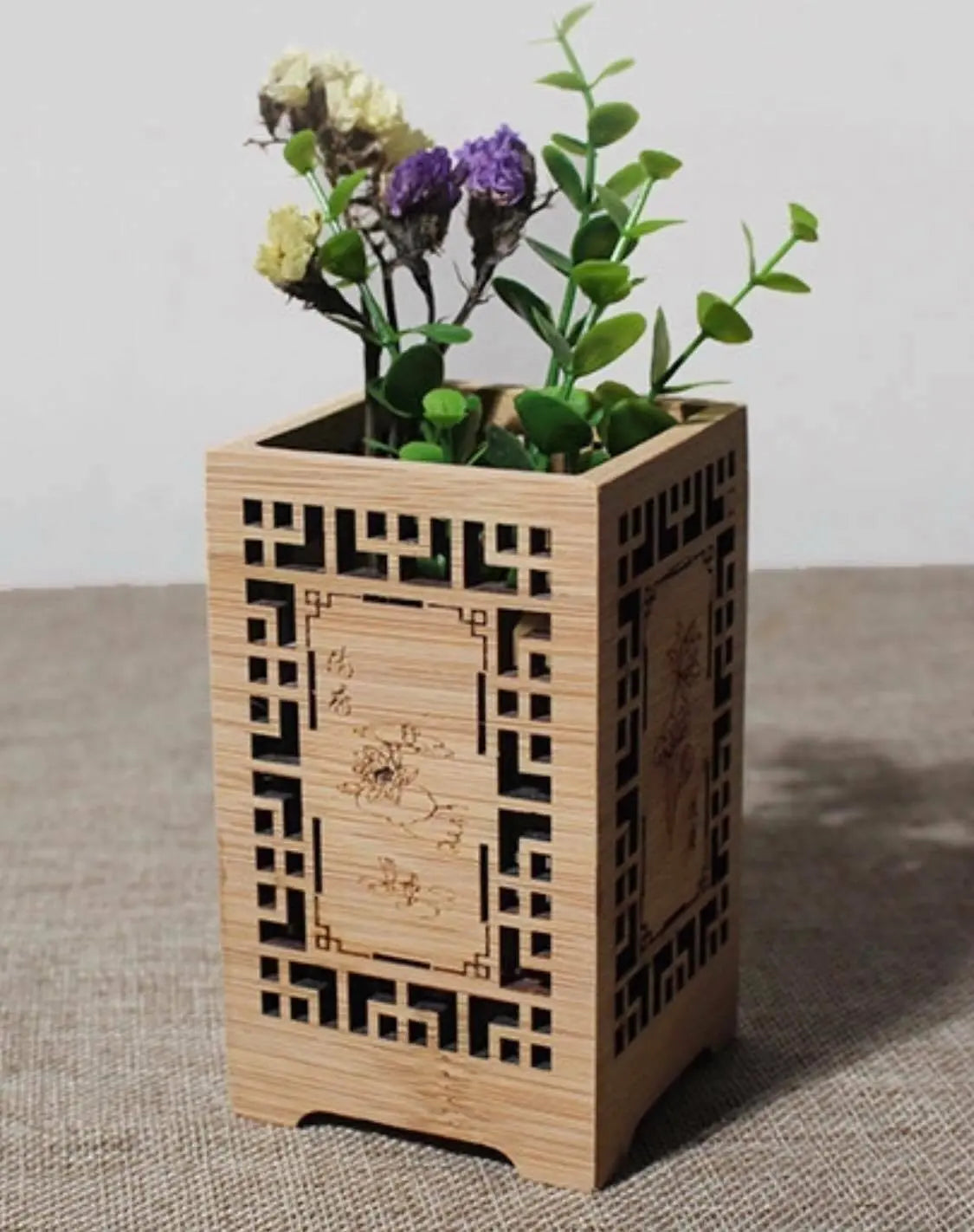 Stationary Utensils Holder Bamboo Hand Carved Handcrafted Vintage Style Classic everythingbamboo