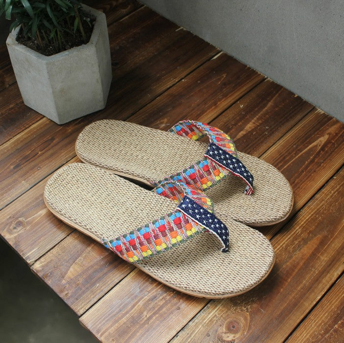 Summer Women Casual Home Rattan Slipper Sandal Bamboo Linen Slippers Shoes everythingbamboo