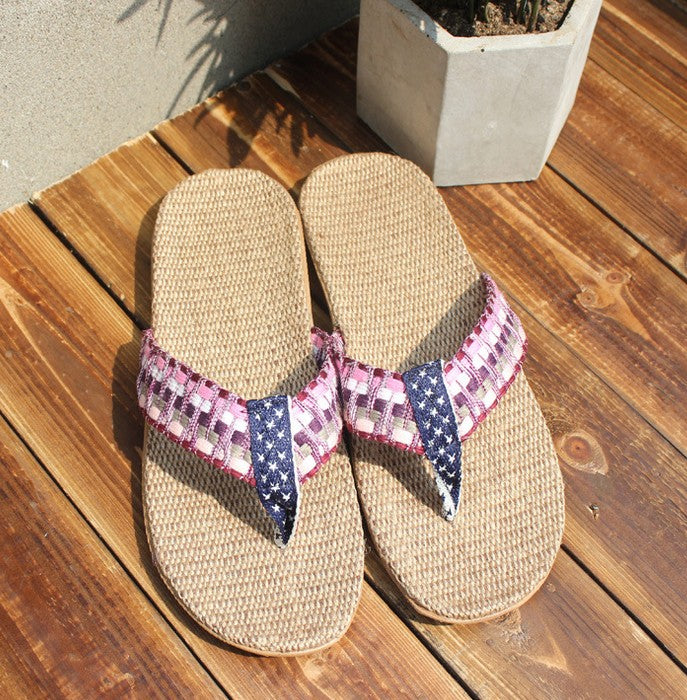 Summer Women Casual Home Rattan Slipper Sandal Bamboo Linen Slippers Shoes everythingbamboo