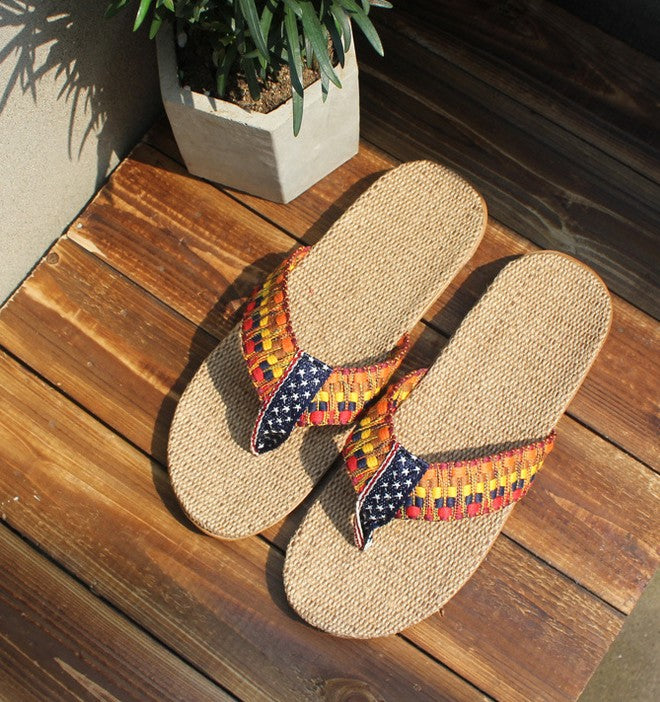 Summer Women Casual Home Rattan Slipper Sandal Bamboo Linen Slippers Shoes everythingbamboo