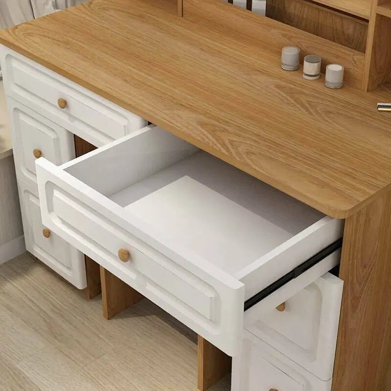 Table Chair Set With Mirror Cabinet Dressing Makeup Table With Drawers everythingbamboo