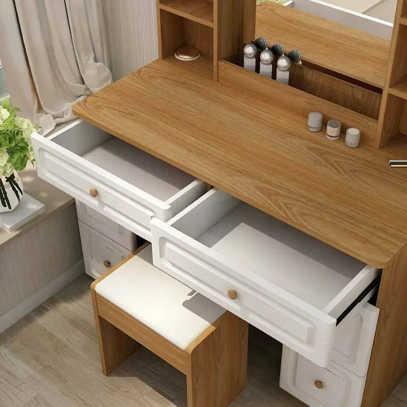 Table Chair Set With Mirror Cabinet Dressing Makeup Table With Drawers everythingbamboo