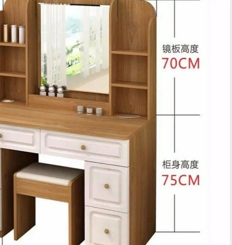 Table Chair Set With Mirror Cabinet Dressing Makeup Table With Drawers everythingbamboo