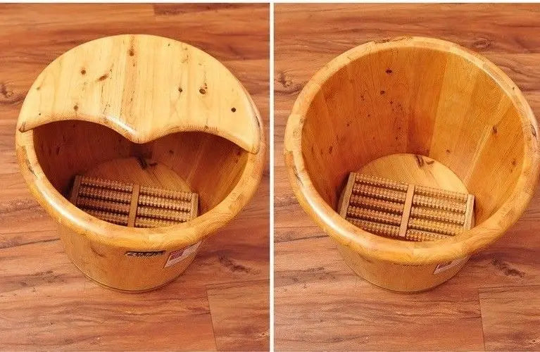 Tall Foot basin wooden bucket foot bath&massage with cover &massage高足浴桶加厚泡脚桶按摩加盖 Unbranded