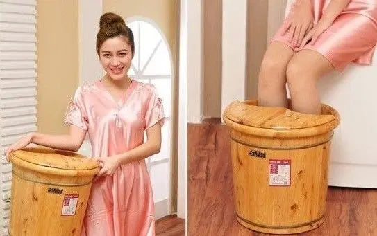 Tall Foot basin wooden bucket foot bath&massage with cover &massage高足浴桶加厚泡脚桶按摩加盖 Unbranded