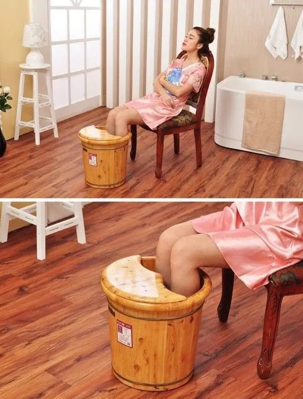 Tall Foot basin wooden bucket foot bath&massage with cover &massage高足浴桶加厚泡脚桶按摩加盖 Unbranded