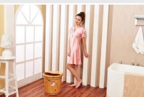 Tall Foot basin wooden bucket foot bath&massage with cover &massage高足浴桶加厚泡脚桶按摩加盖 Unbranded