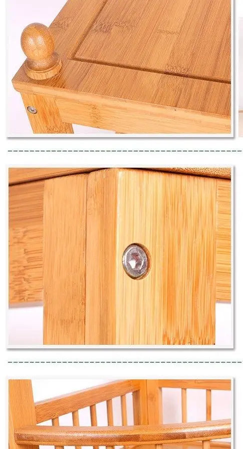 Triangle bamboo flower stand multi-level bamboo shelf organizer corner storage Unbranded
