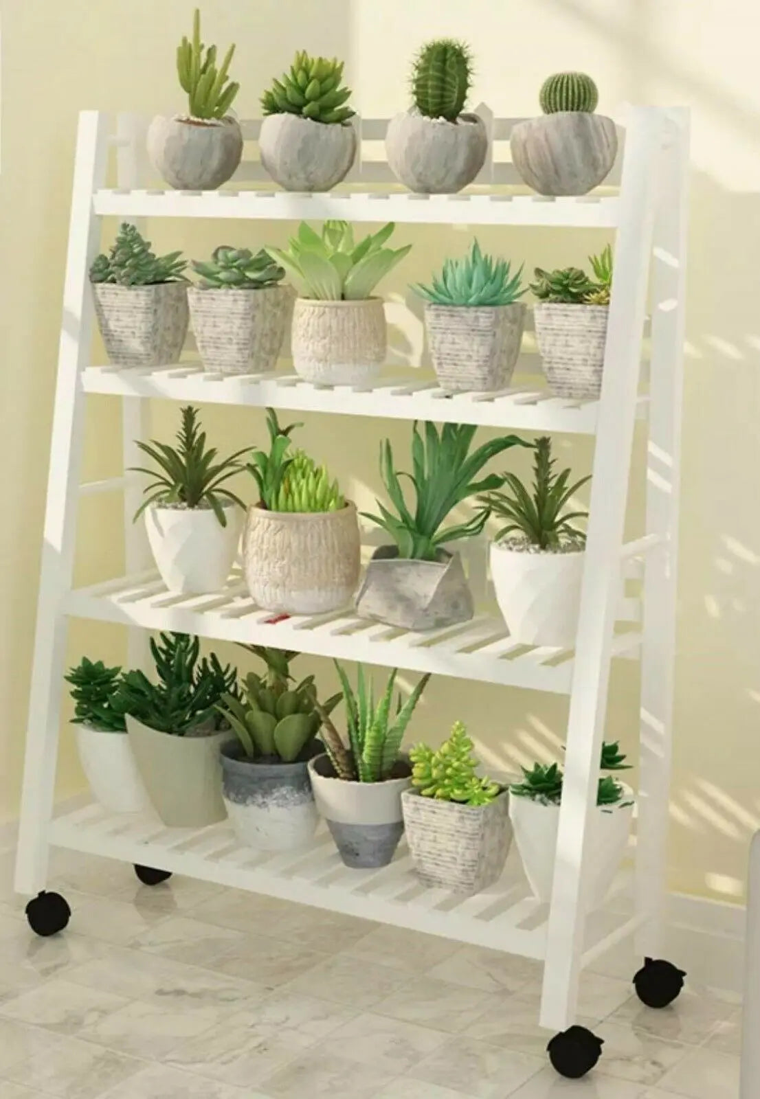 WOODEN SHELF PLANT STAND FOLDABLE MULTI TIERS INDOOR OUTDOOR GARDEN PLANTER everythingbamboo