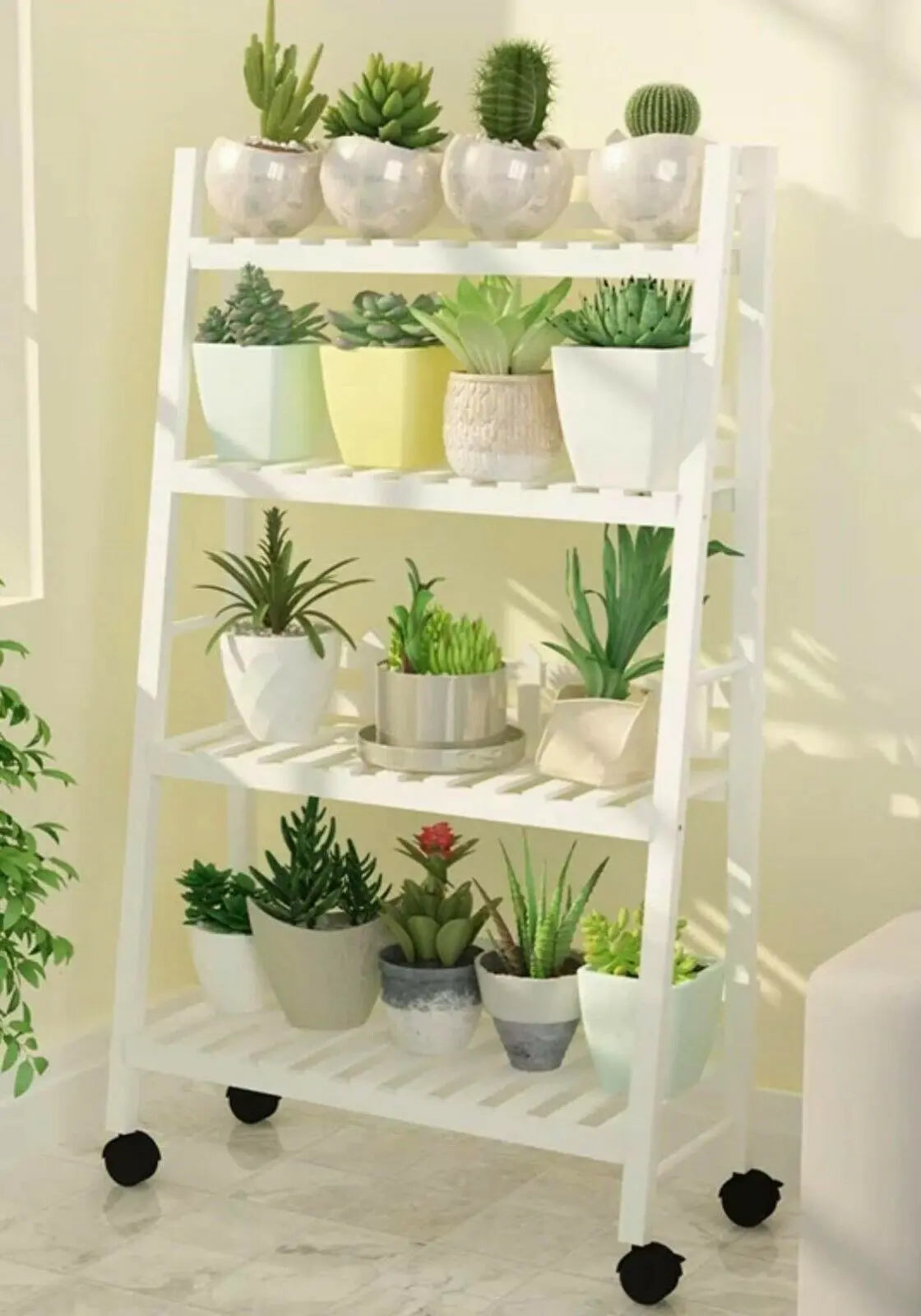 WOODEN SHELF PLANT STAND FOLDABLE MULTI TIERS INDOOR OUTDOOR GARDEN PLANTER everythingbamboo