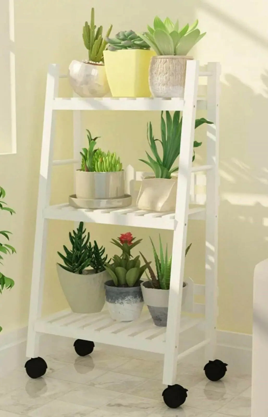 WOODEN SHELF PLANT STAND FOLDABLE MULTI TIERS INDOOR OUTDOOR GARDEN PLANTER everythingbamboo