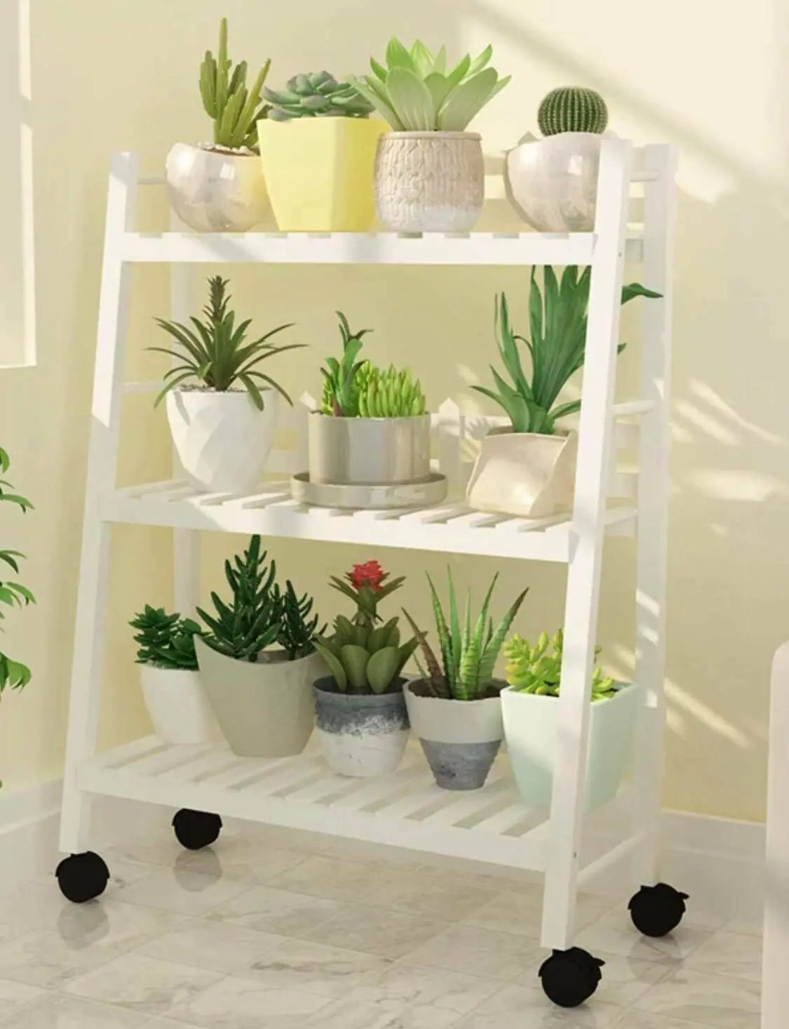 WOODEN SHELF PLANT STAND FOLDABLE MULTI TIERS INDOOR OUTDOOR GARDEN PLANTER everythingbamboo