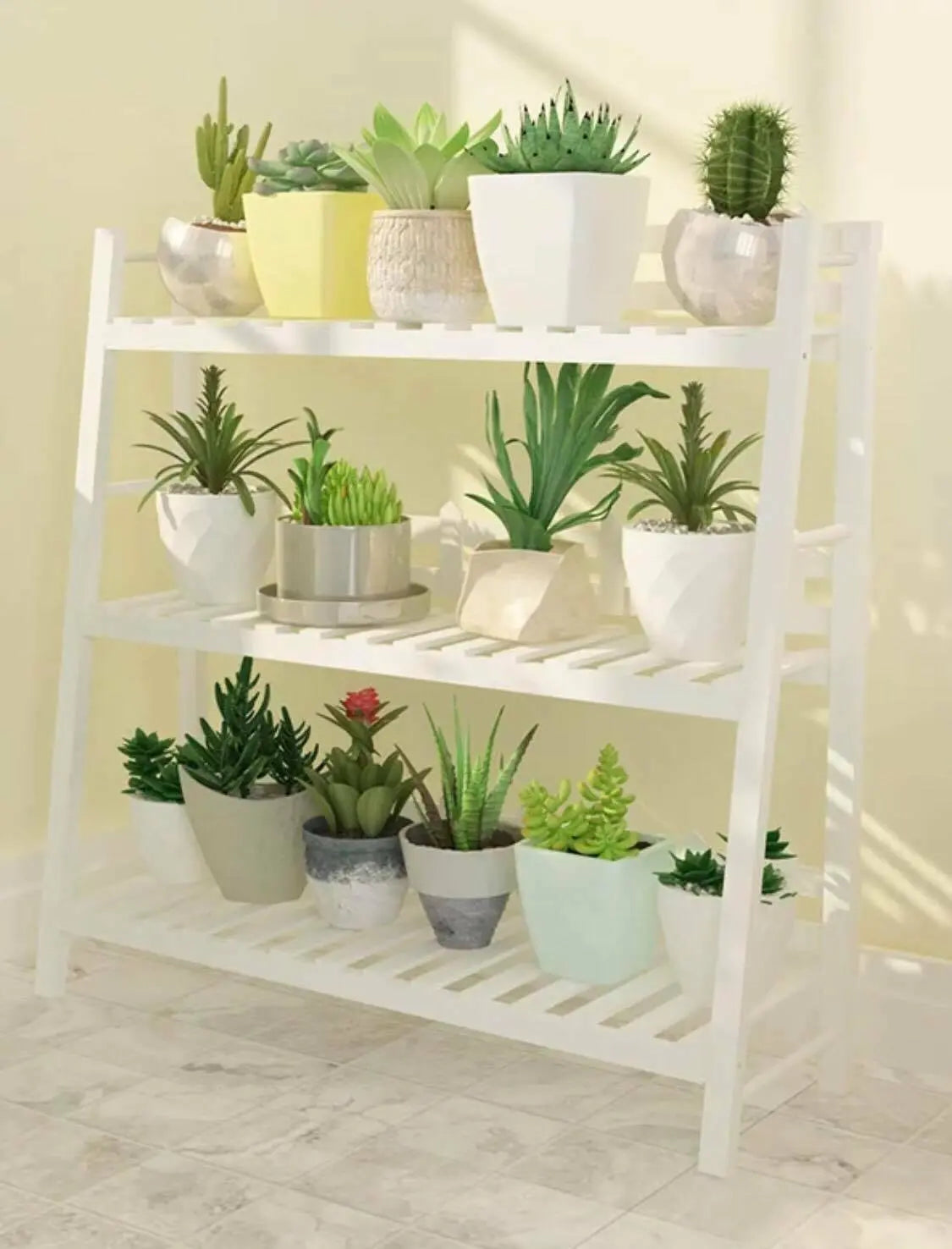 WOODEN SHELF PLANT STAND FOLDABLE MULTI TIERS INDOOR OUTDOOR GARDEN PLANTER everythingbamboo