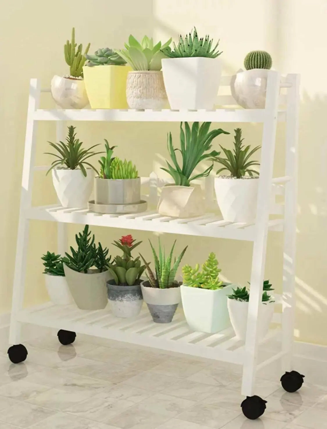 WOODEN SHELF PLANT STAND FOLDABLE MULTI TIERS INDOOR OUTDOOR GARDEN PLANTER everythingbamboo