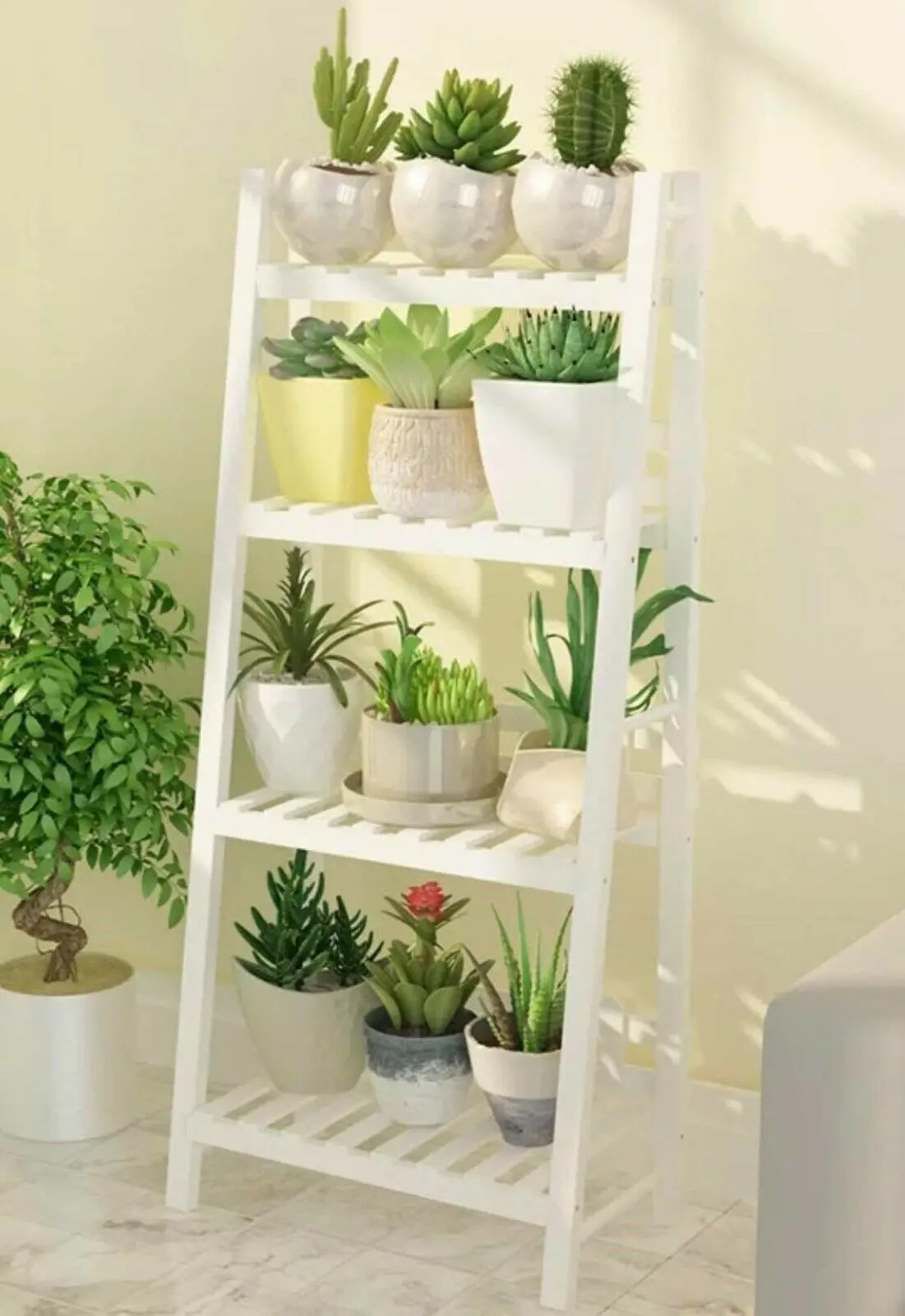 WOODEN SHELF PLANT STAND FOLDABLE MULTI TIERS INDOOR OUTDOOR GARDEN PLANTER everythingbamboo