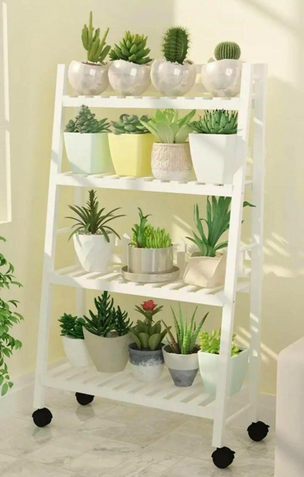 WOODEN SHELF PLANT STAND FOLDABLE MULTI TIERS INDOOR OUTDOOR GARDEN PLANTER everythingbamboo