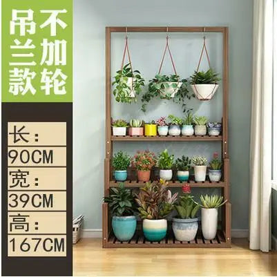 WOODEN SHELF PLANT STAND HANGING MUTI TIERS INDOOR OUTDOOR GARDEN PLANTER everythingbamboo