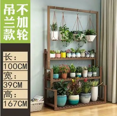 WOODEN SHELF PLANT STAND HANGING MUTI TIERS INDOOR OUTDOOR GARDEN PLANTER everythingbamboo