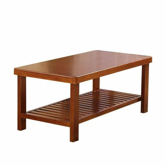 Wooden Coffee Table 2 Tiers Rectangle Solid Modern Timber Tea Table Coffee Color everythingbamboo
