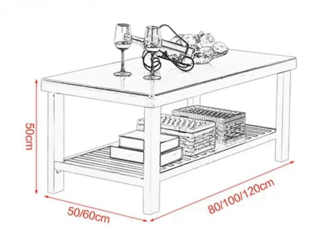 Wooden Coffee Table 2 Tiers Rectangle Solid Modern Timber Tea Table Coffee Color everythingbamboo