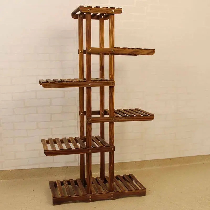 Wooden Plant Stand 6 Tiers Indoor Outdoor Garden Planter Flower Pot Stand everythingbamboo