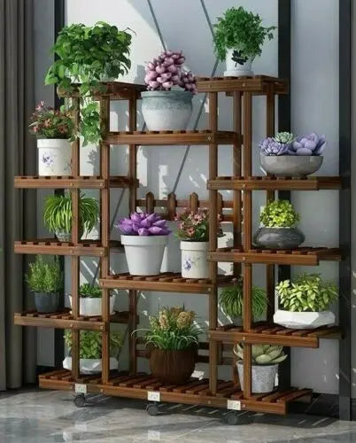 ladder plant stands indoor Wooden Plant Stand Flower Stand Ladder Frame Multi Tiers Indoor Outdoor Large