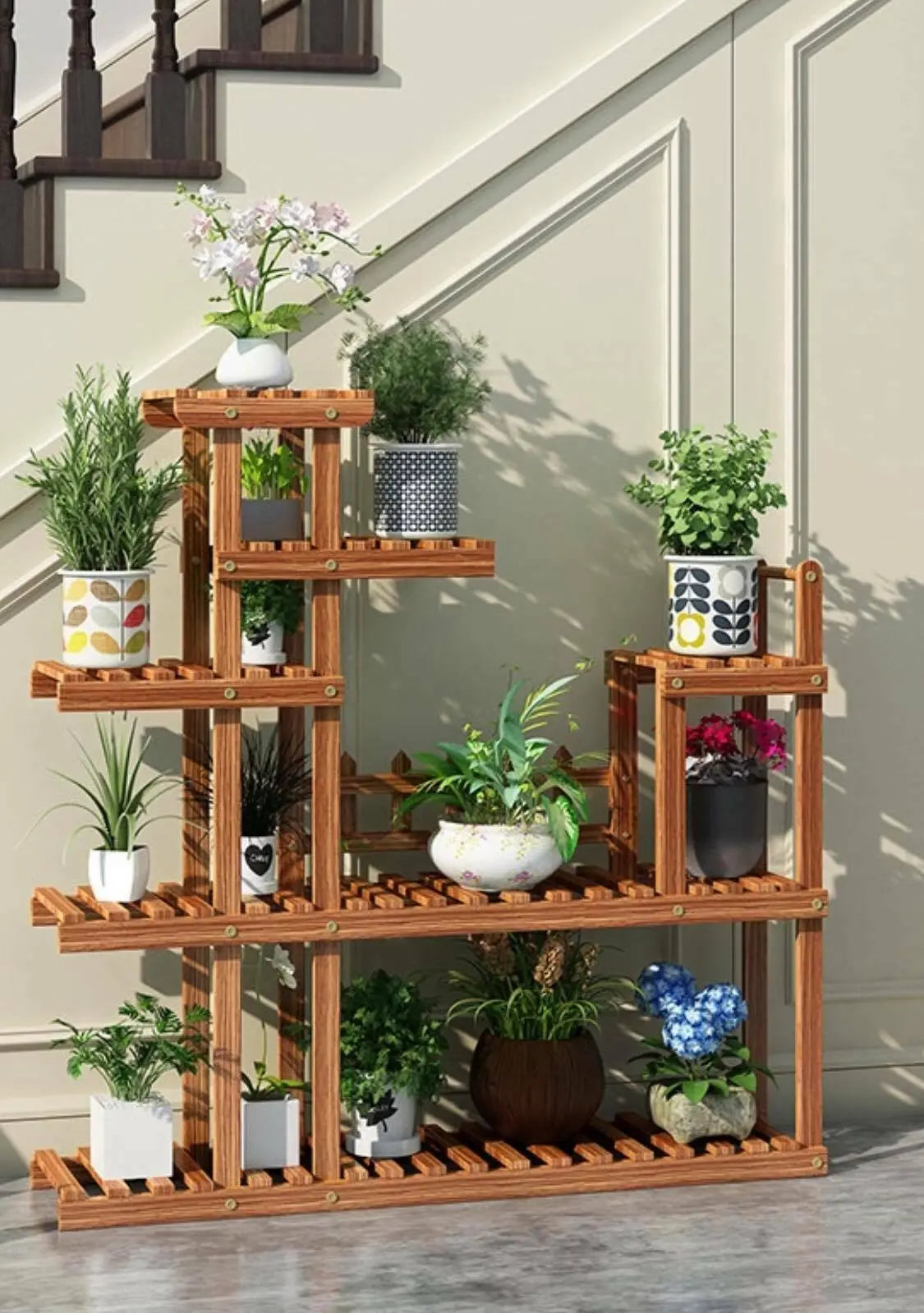 Wooden Plant Stand Garden Patio Balcony Indoor Outdoor Pot Stand Home Decoration everythingbamboo