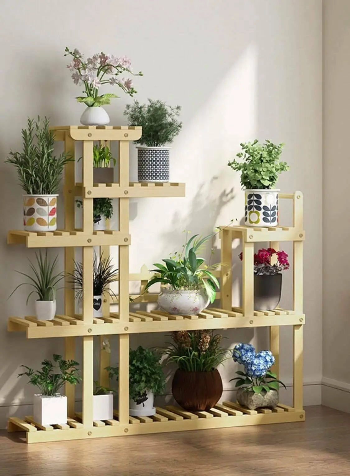 Wooden Plant Stand Garden Patio Balcony Indoor Outdoor Pot Stand Home Decoration everythingbamboo
