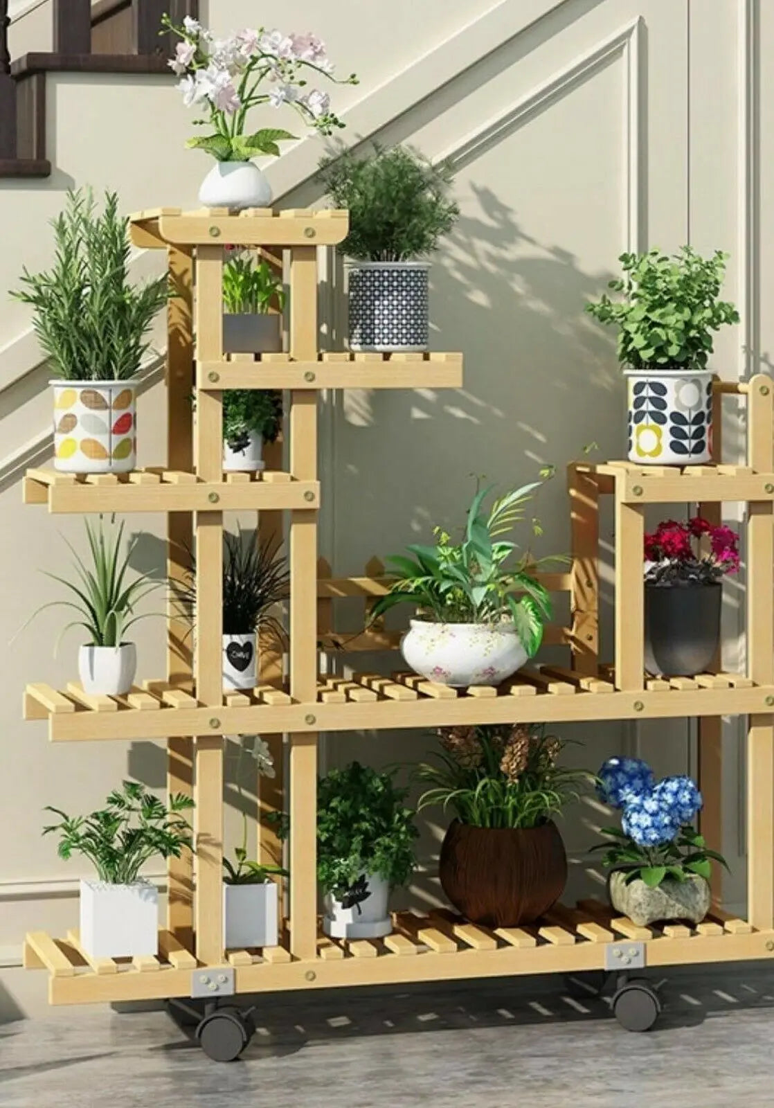 Wooden Plant Stand Garden Patio Balcony Indoor Outdoor Pot Stand Home Decoration everythingbamboo