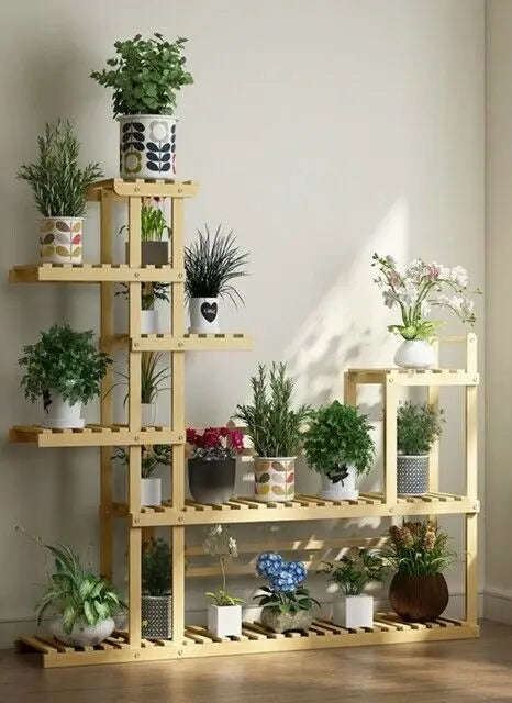 Wooden Plant Stand Garden Patio Balcony Indoor Outdoor Pot Stand Home Decoration everythingbamboo