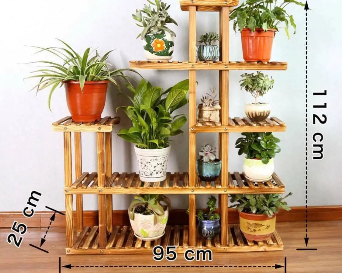 Wooden Plant Stand Pot Base Stand Irregular Stand Indoor Outdoor Multiple Tiers everythingbamboo