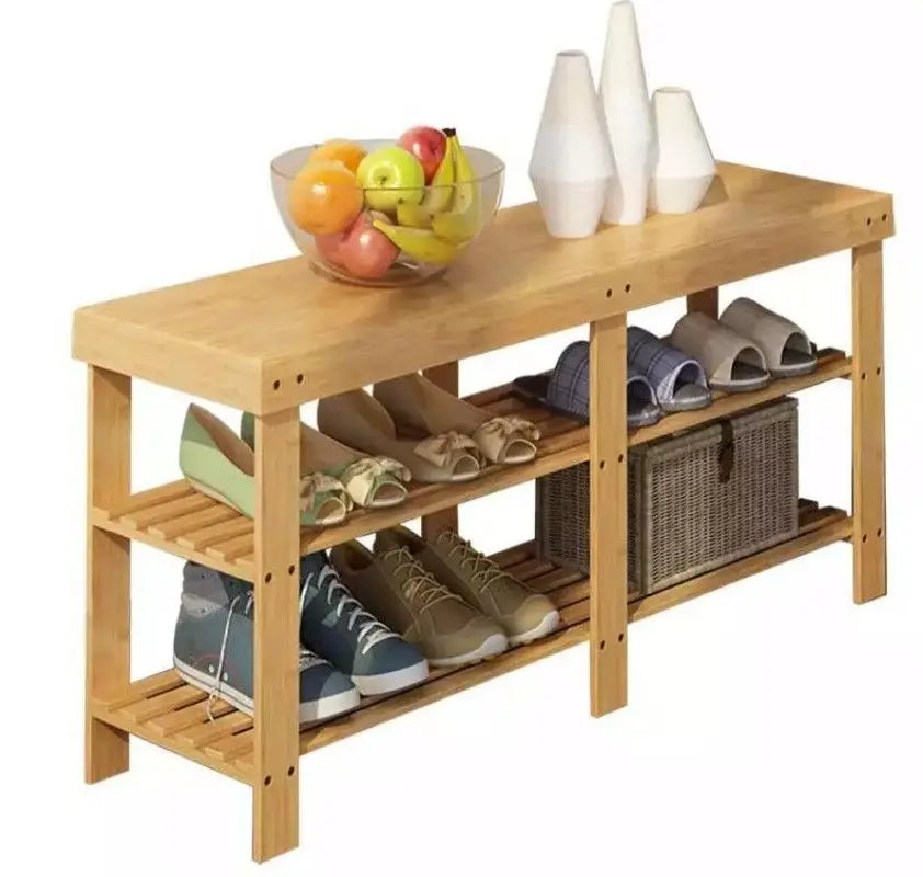 bamboo shoe rack with seat bamboo stool rack shelf many sizes storage 竹换鞋凳 Unbranded