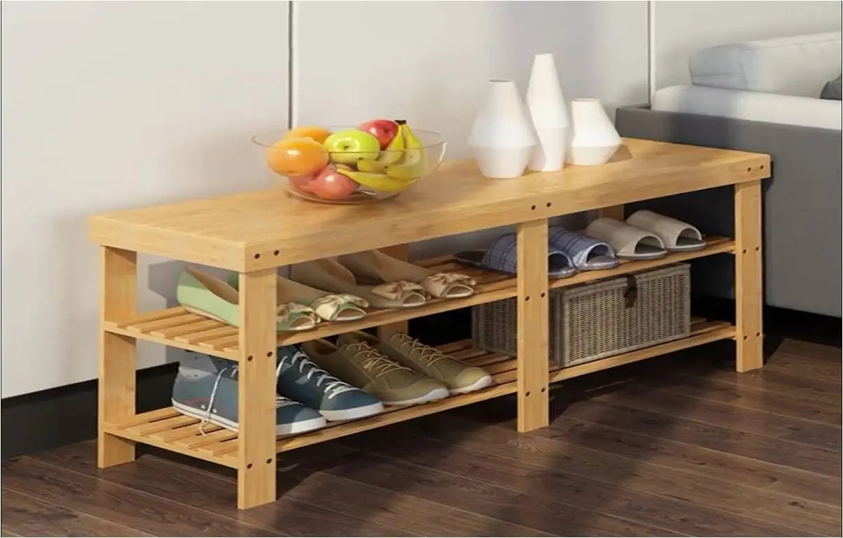 bamboo shoe rack with seat bamboo stool rack shelf many sizes storage 竹换鞋凳 Unbranded