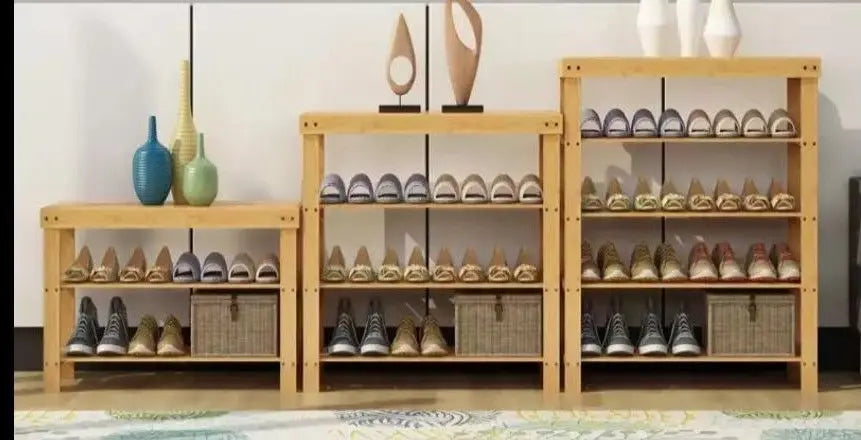 bamboo shoe rack with seat bamboo stool rack shelf many sizes storage 竹换鞋凳 Unbranded