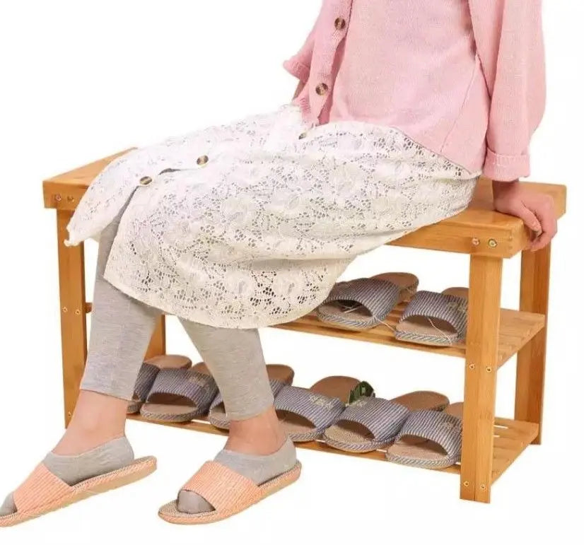 bamboo shoe rack with seat bamboo stool rack shelf many sizes storage 竹换鞋凳 Unbranded
