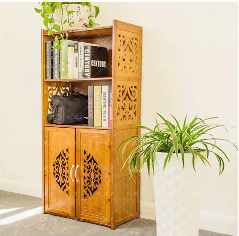 bamboo wooden bookcase bookshelf storage rack shelf office furniture 书柜书架竹制收纳置物架 Unbranded