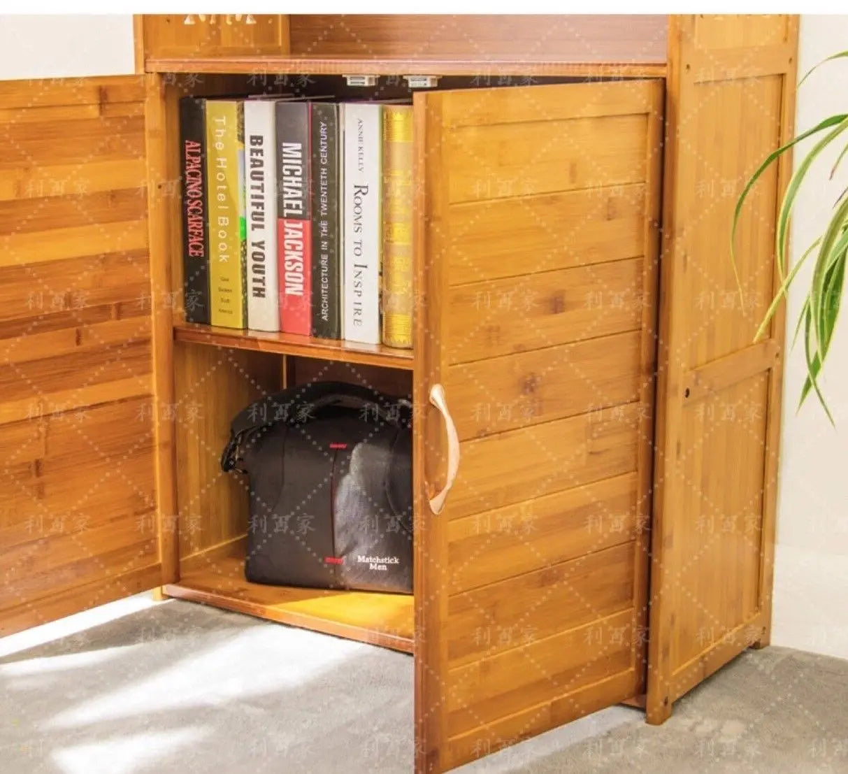 bamboo wooden bookcase bookshelf storage rack shelf office furniture 书柜书架竹制收纳置物架 Unbranded