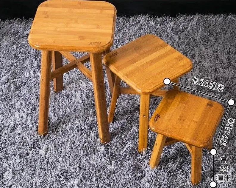 bamboo wooden stool rest stool fishing stool Square bamboo stool vase base 竹凳 everythingbamboo