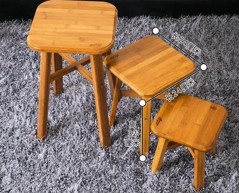 bamboo wooden stool rest stool fishing stool Square bamboo stool vase base 竹凳 everythingbamboo
