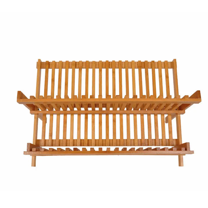 Bamboo Wooden Dish Rack Foldable Kitchen Drying Bowl Holder Plate Holder BKW05 everythingbamboo