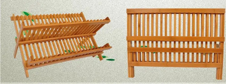 Bamboo Wooden Dish Rack Foldable Kitchen Drying Bowl Holder Plate Holder BKW05 everythingbamboo