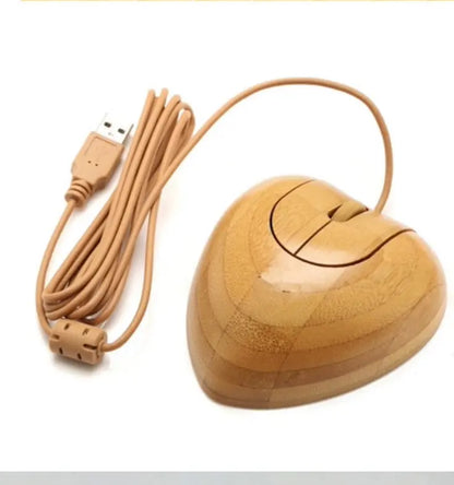 Wired Multimedia Bamboo Mouse Healthy Eco Friendly Heart Shape Unique BKM04 everythingbamboo