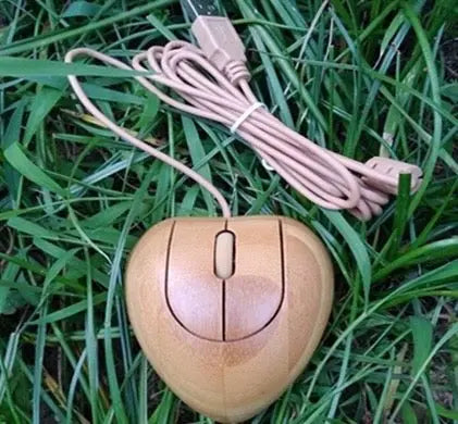 Wired Multimedia Bamboo Mouse Healthy Eco Friendly Heart Shape Unique BKM04 everythingbamboo