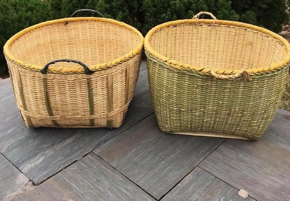 1 x Bamboo Handwoven Handmade Large Round Basket With Handle Storage Strong everythingbamboo