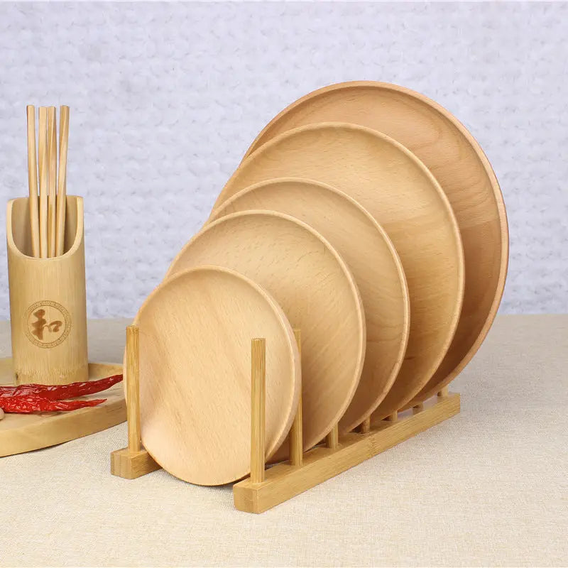 2 PCS Bamboo Wooden Plate Holder Dish Rack Drainer Drying Bowls Rack Stand BKW07 everythingbamboo