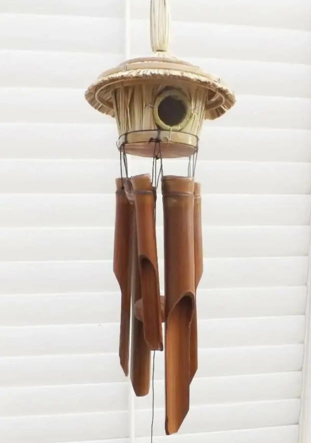 2 PCs Large Bamboo Wind Chime Bird Cage Hut 6 Tubes 110cm Drop Home Garden Decoration BDE01 Everythingbamboo